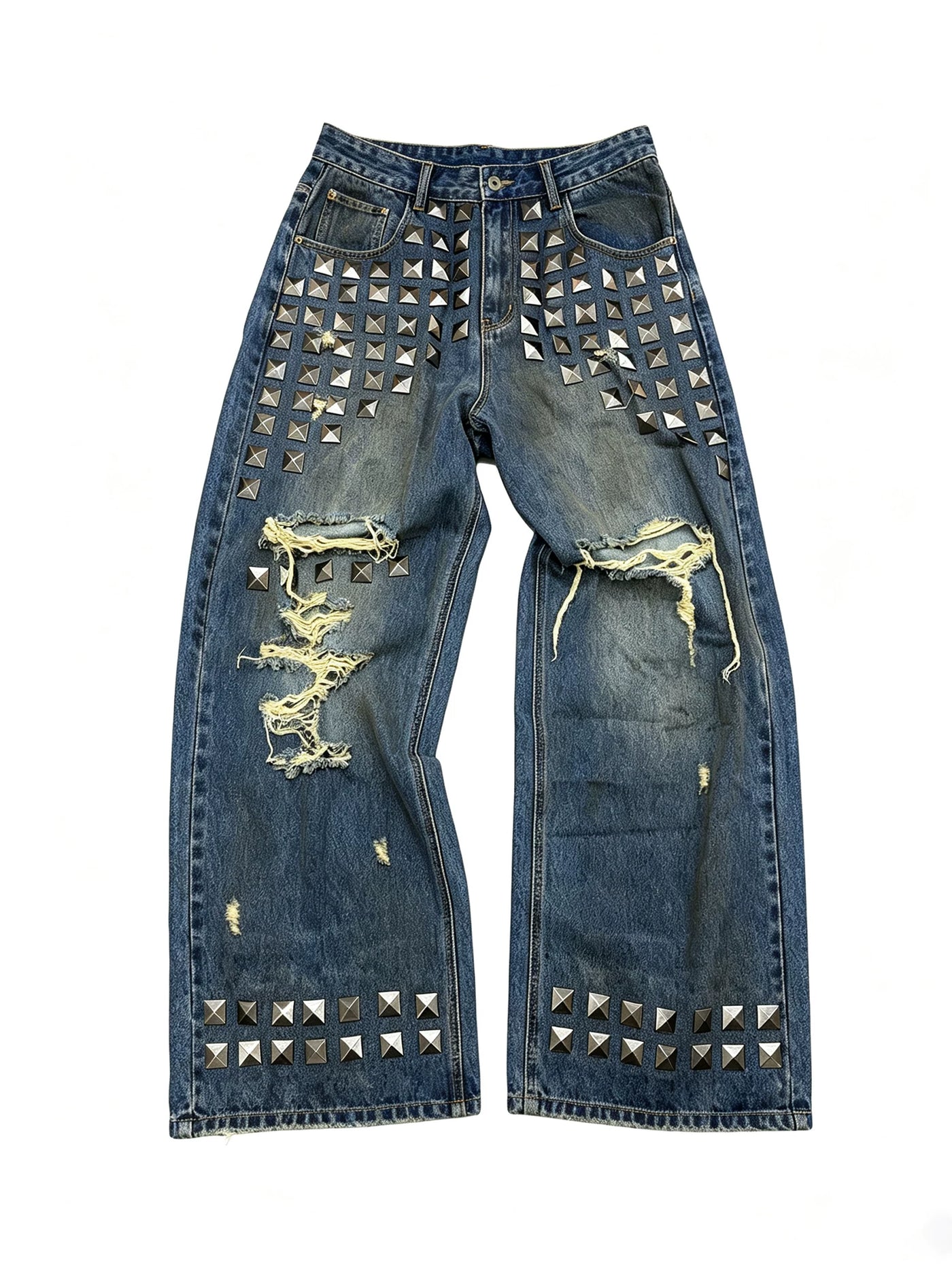 Studded Straight Leg Jeans - front view
