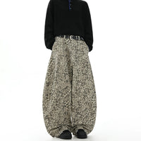 Leopard Baggy Jeans front view on model with belt