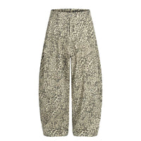 Leopard Baggy Jeans back view on model with black sweatshirt