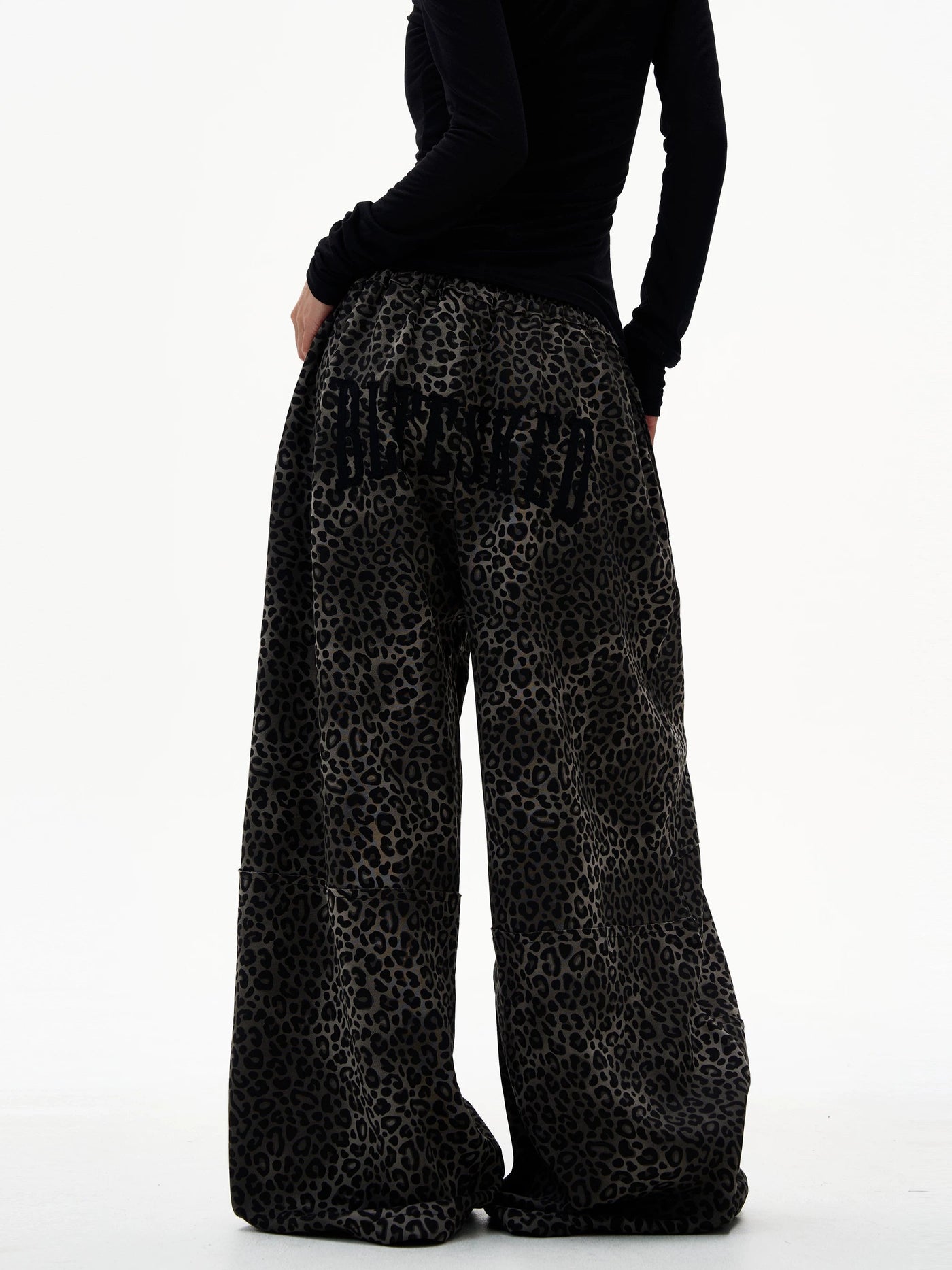 Dark Leopard Print Sweats – Front view