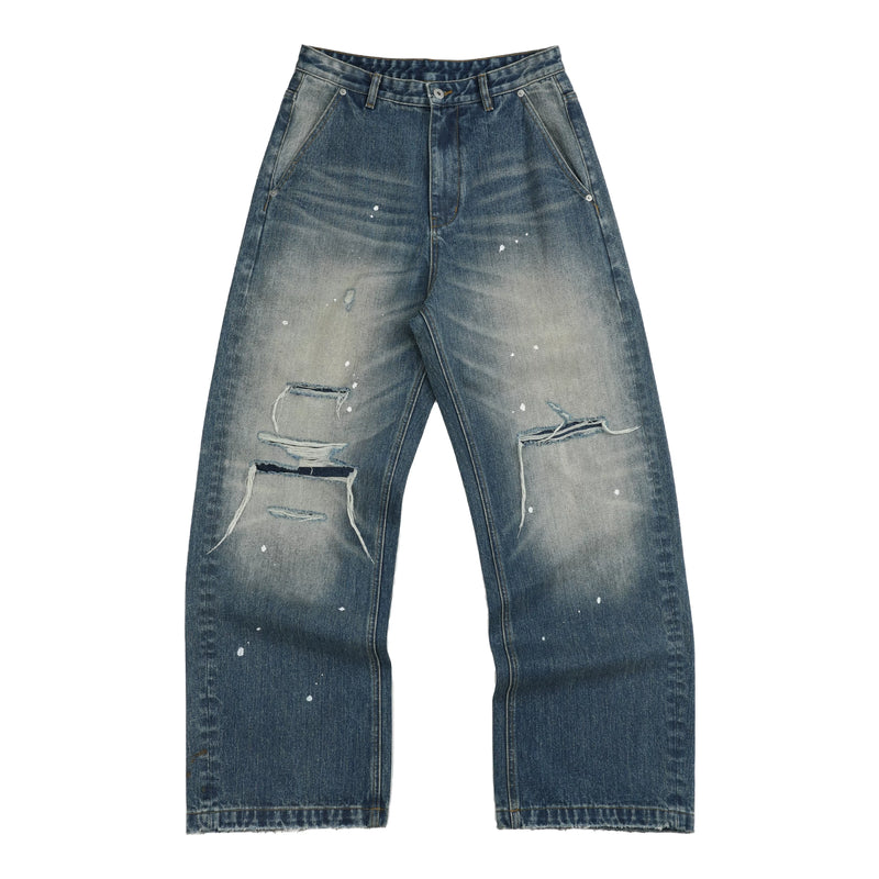 Distressed Paint Splatter Baggy Jeans