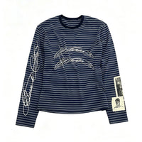 Striped Appliqué Long Sleeve - Navy/Grey colorway